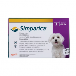 SIMPARICA 10 MG. 2.5 KG - 5 KG. UNIDAD _1